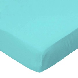 SheetWorld Baby Fitted Playard Sheet 24 x 42 inches, 100% Cotton Woven Sheet, Unisex Boy Girl, Solid Aqua Woven Made in USA, Compatible with Travel Crib