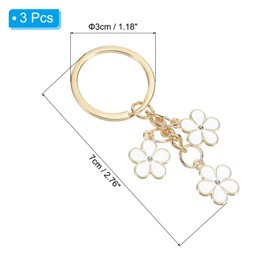 PATIKIL Flower Keychain Charm, 3Pcs Cute Enameled Keychain Floral Keyring Pendant for Women Gifts Purse Handbag Bags Decor, White