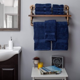 SUPERIOR Egyptian Cotton Solid Towel Set, Washcloths 13” x 13”, Hand Towels 20” x 30”, Bath Towels 30” x 55”, 10-Pieces