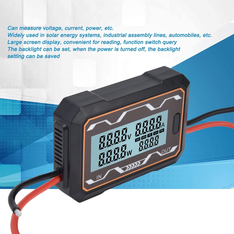 DC Power Meter, 0-60V, Digital Power Meter with Backlight and