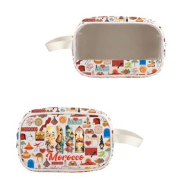 VAMSII Morocco Souvenir Gift Morocco Landmarks Toiletry Cosmetic Bag Morocco Themed Travel Gifts (USMoroccoToiletry)