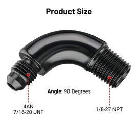 EVIL ENERGY 4AN to 1/8" NPT Male 90 Degree One Piece Full Flow Fitting Adapter Aluminum Black