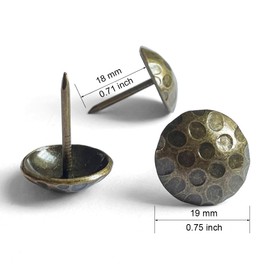 Let's Decorate 100PCS D19mm/0.75" Upholstery Tacks Brass, Decorative Tacks for Sofa, Furniture Metal Thumb Tacks, Home DIY Decorative Nail Heads Nails (19mm Brass FW)
