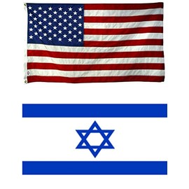 AES Wholesale Combo USA American & Israel Israeli 12"x18" Polyester Flags