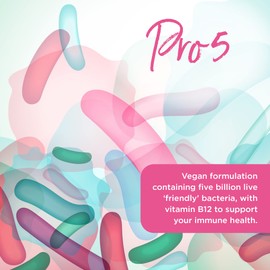 Healthspan Probiotic 5 (60 Capsules) | Multi-Strain probiotic with 5 Billion Live Cultures from 3 Bacteria strains | Vitamin B12 to Support Your Immune Health | Vegan & Lactose Free Capsules