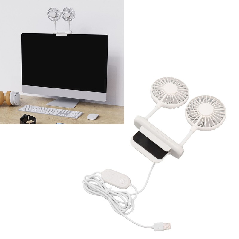 White Desktop Screen Fan with Adjusting Clip 3 Gear 360°