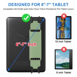 HoYiXi Universal Soft Hand Strap for 6-7 Inch eReader Tablet Compatible with Kobo/PocketBook/Tolino/Sony/Paperwhite/Nook eReader,For 6", 6.8", 7" eReader,High Elasticity Hand Strap For Tablet,Green