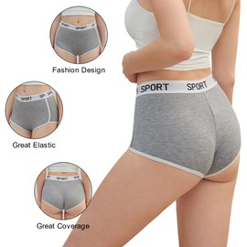 DEANGELMON Cotton Boyshorts Underwear for Women Stretch Mid Rise Boy Shorts Panties Boxer Briefs Athletic Shorts Pack(3P1,L)