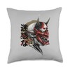 Skeleton with Hannya mask demon Traditional graphics Throw Pillow