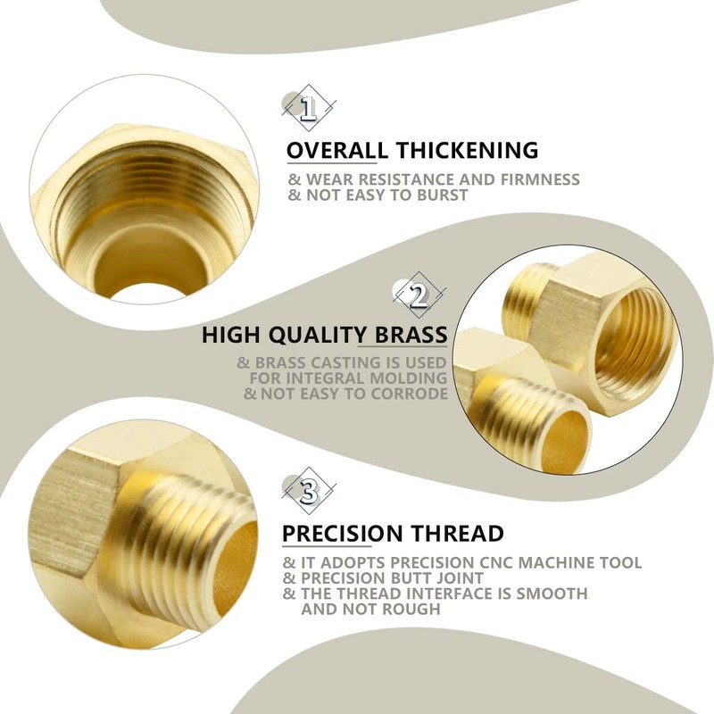 Bwintech 2 Pcs 3/8" Female to 1/4" Male BSP Thread