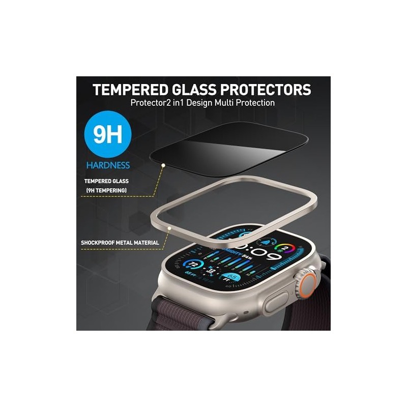 Suoman 2PCS para iWatch Ultra 321 49MM Protector Pantalla,TitanioTitanio