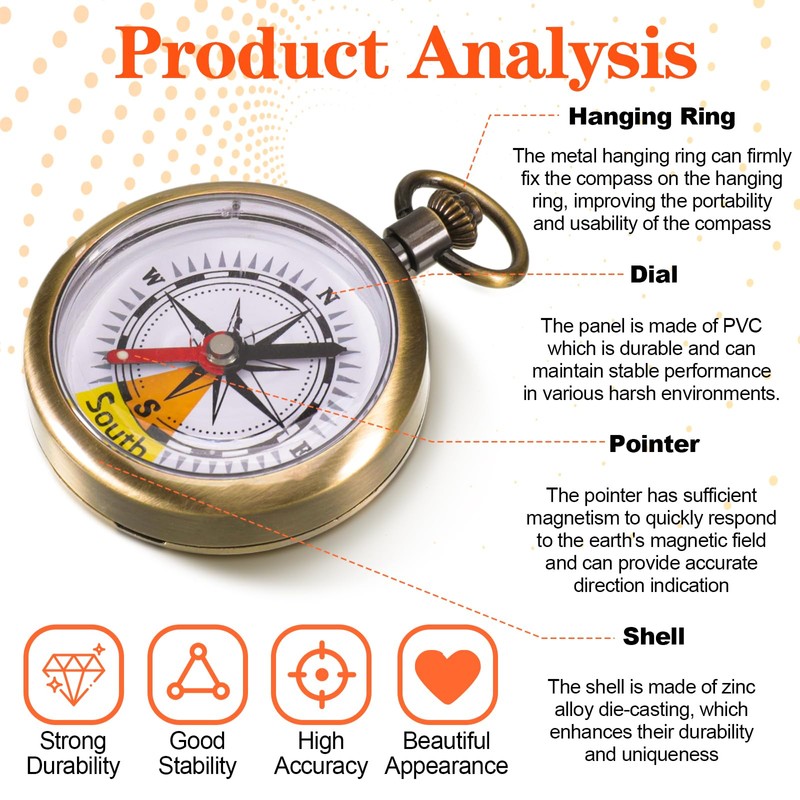 Portable Brass Pocket Compass Waterproof Outdoor Camping Hiking