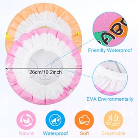 AOOWU Shower Caps for Women & Men, 5 Pcs Waterproof and Reusable Bath Cap