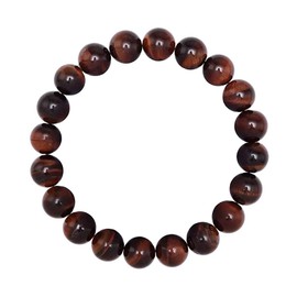 Forziani 10mm Iron tiger Eye Beaded Bracelet for Men - Confidence and Enthusiasm - High Quality Stretch Brown Gemstone Beads Mens Bracelet Size Large - Made in USA - Gift For Men
