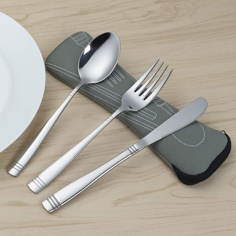 DynkoNA 6-Piece Camping Utensils Set for 2, Stainless Steel Cutlery