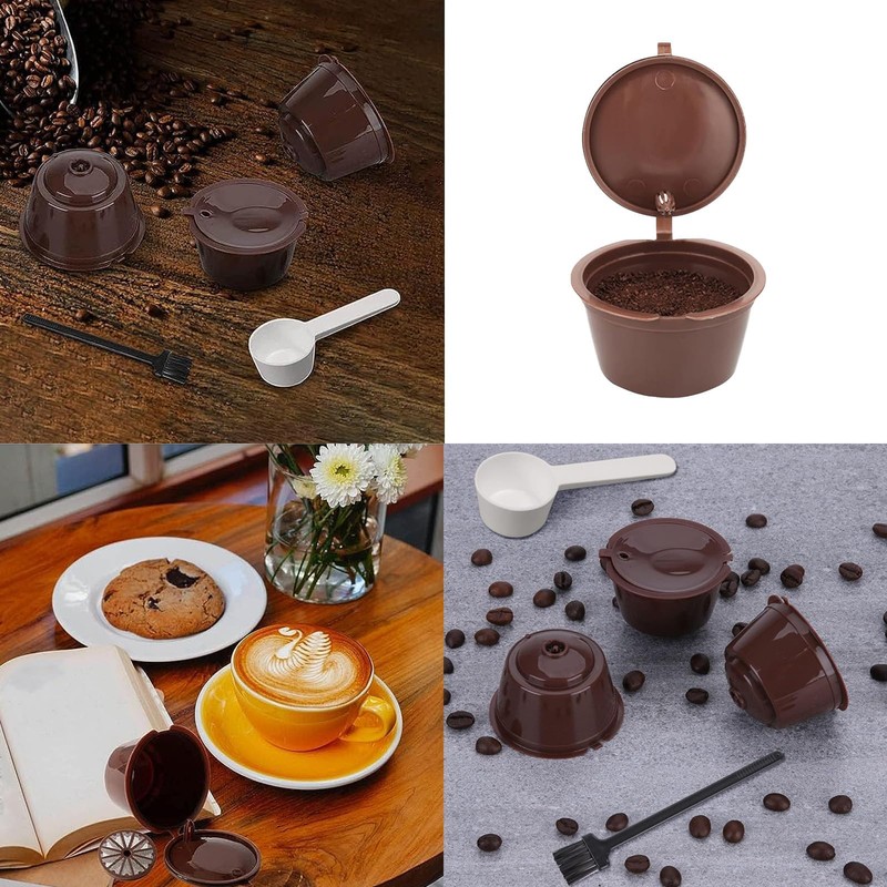 Reusable Coffee Pods,6 Pieces of Coffee Capsule Cups, with 1