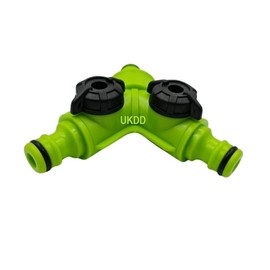 UKDD® Dual Tap Connector Comfort Grip Shut-Off Valves Hose Splutter Y Adapter Garden Outside Tap With 3/4 inch Male Thread Quick Connect