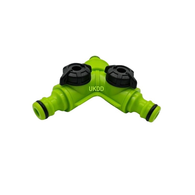 UKDD® Dual Tap Connector Comfort Grip Shut-Off Valves Hose Splutter