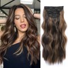 Hair Extensions Clip in 4PCS Dark Brown Mix Highlights 20Inch