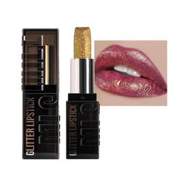 Glitter Lipstick Moisture Metallic Shine Metallic Lipstick Shimmer Lip Gloss Soft and Ultra Hydrating Metallic Shimmer Lipstick Long Lasting Waterproof Non-Stick Cup Glitter Lipgloss