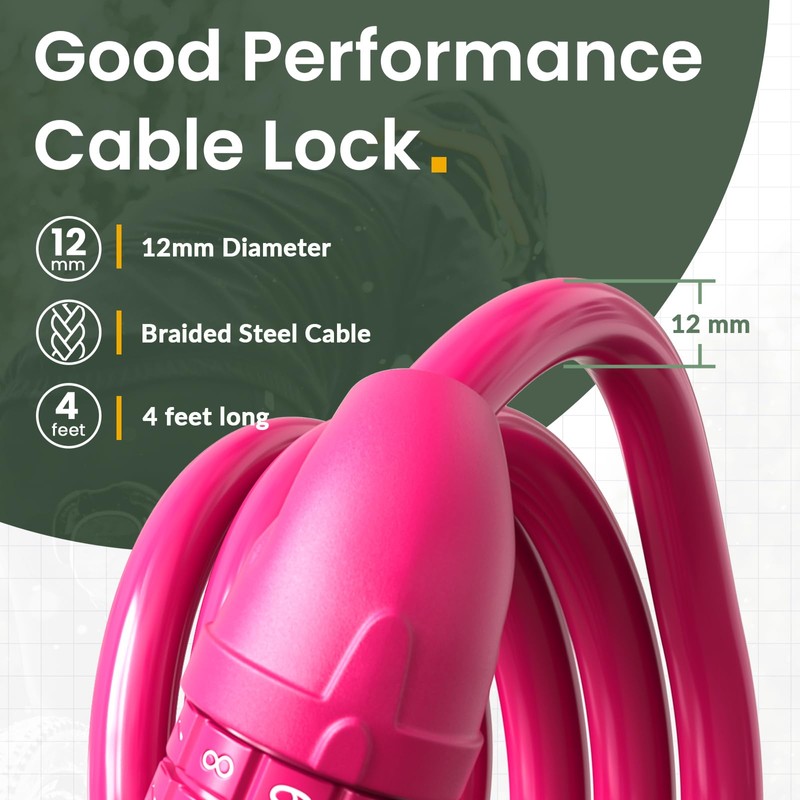 Titanker Bike Lock, 4 Feet Security Resettable Combination Coiling Bike