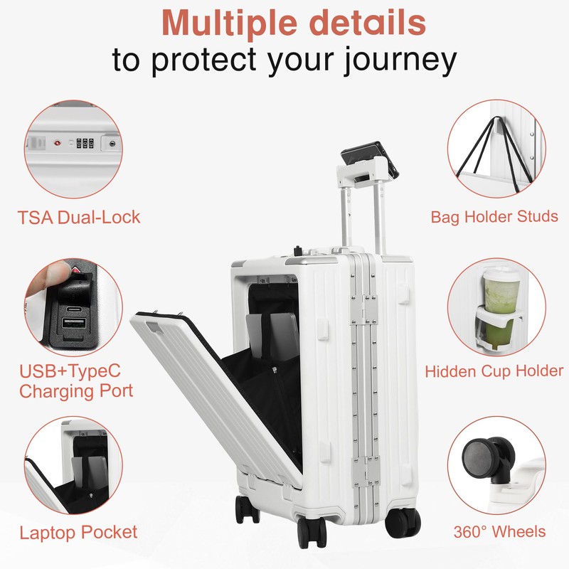 VentureVault Carry On Luggage 22x14x9 Airline Approved Aluminum Frame, 20