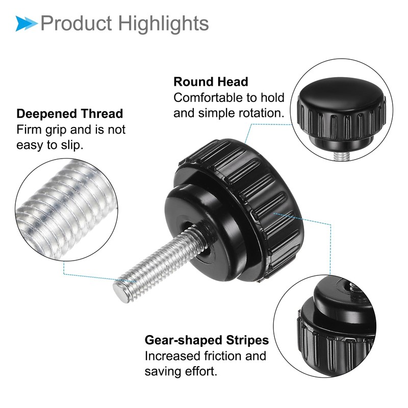 CoCud Thumb Screw Knurled Knobs, M5 x 15mm Male Thread,