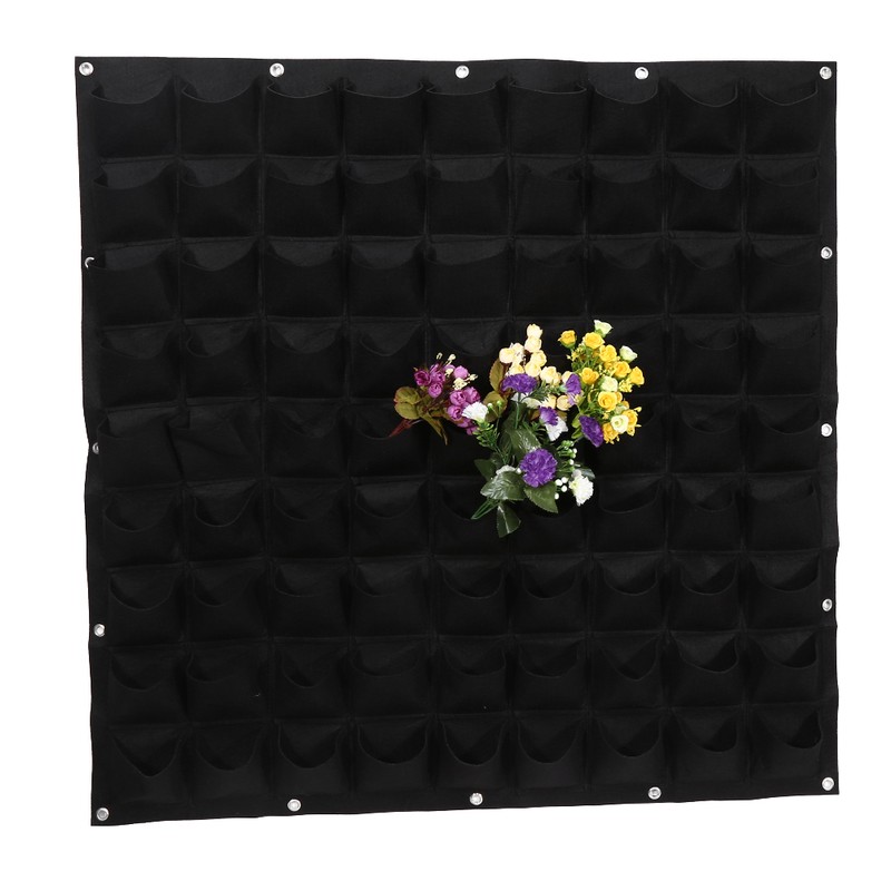 81 Pockets Vertical Felt Garden Plant Growing Container Bags Wall
