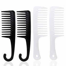 4 peines de dientes anchos, peine desenredante findTop, peine de ducha con gancho, peine desenredante grande, cepillo de pelo para cabello rizado,... 