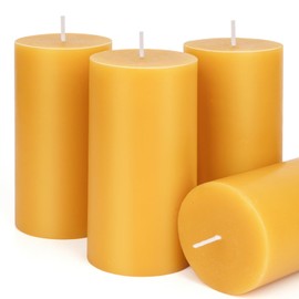 Pure Beeswax Candles, Beeswax Pillar Candles Large Candle Set of 4-140 Hour Burn Time, Wedding Candles for Home Interior(4 Pack)
