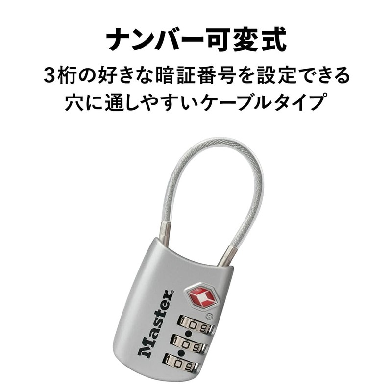 Master Lock 4688JADSLV Padlock, TSA Lock, Dial, Password Setting, Small,