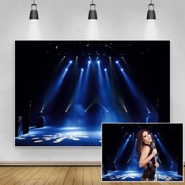 Renaiss 8x6ft Stage Spotlight Photography Background Concert Live Music Show Backdrop Blue Light Theme Party Decorations Superstar Kids Adults Portrait Studio Props