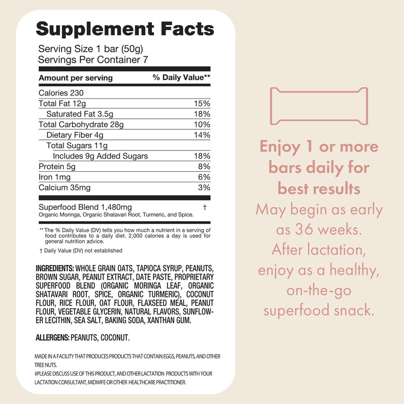 Boobie Bar Superfood for Lactation and Breastfeeding 1.7 Ounce Bars