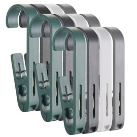 KooNiosio Multipurpose Hook Clips, 12Pcs Clothes Pins, Strong Large Plastic Clothes Clip Hanger, S Hooks for Shower Curtain