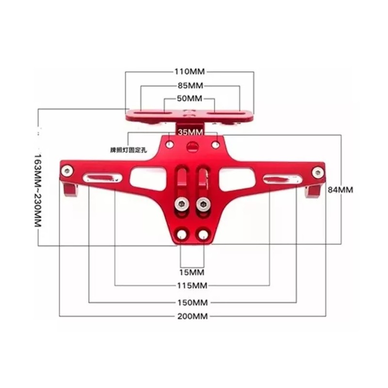 WS Porta Placa Matricula Universal Para Moto Ajustable Colores