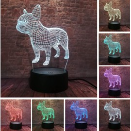 Fanrui Children Anime Animals French Bulldog - Cute Puppy Dog - Cartoon Dog Figure Action Lovely 7 Color Change Night Lights Home Enfants Boys Room Decor Child Kids Friend Xmas Birthday Holiday Gifts