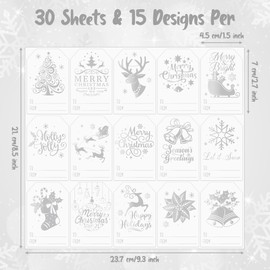 Haooryx Christmas Gift Tag Labels - 450Pcs Winter Christmas Name Labels Foil Snowflake Self-Adhesive Stickers to and from Sticker Xmas Festival Holiday Gift Package Decor Supplies (Sliver，30 Sheet)