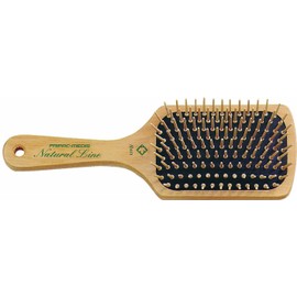 Natur-Haar-Bürste Holz Fripac-Medis Natural Line Paddle-Brush, 9-reihig, zum täglichen Durchkämmen und Entwirren der Haare, abgerundete Borsten, antistatisch für lange und dicke Haare | 1er Pack