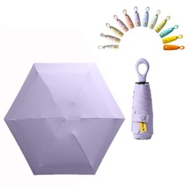 Mini Sun Travel Umbrella Ring handle Coating Layer Fabric Compact Folding Purse Umbrella/Lightweight Small Portable Backpack/Rain Sun/Blocking/Anti UPF 50 UV Protection 99.11% Men Women Kids