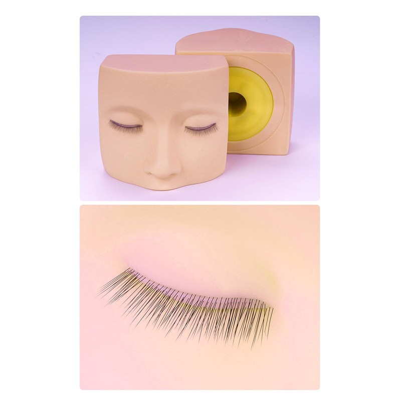 Eyelash Extension Mannequin Head, PVC Soft Rubber Reusable Design, Three