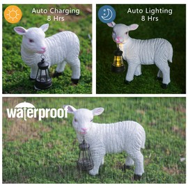 GKWRZXBK Sheep Figurines - Solar Powered White Lamb Decor, Weather-Resistant Resin Garden Statue