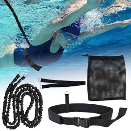 Swimming Belt for Pool Adults - Adjustable Swimming Resistance Belt with 2.5-7.5 m Adjustable Swimming Rope - Swimming Aid for Pool without Countercurrent System - Swimming Trainer Belt with Elastic