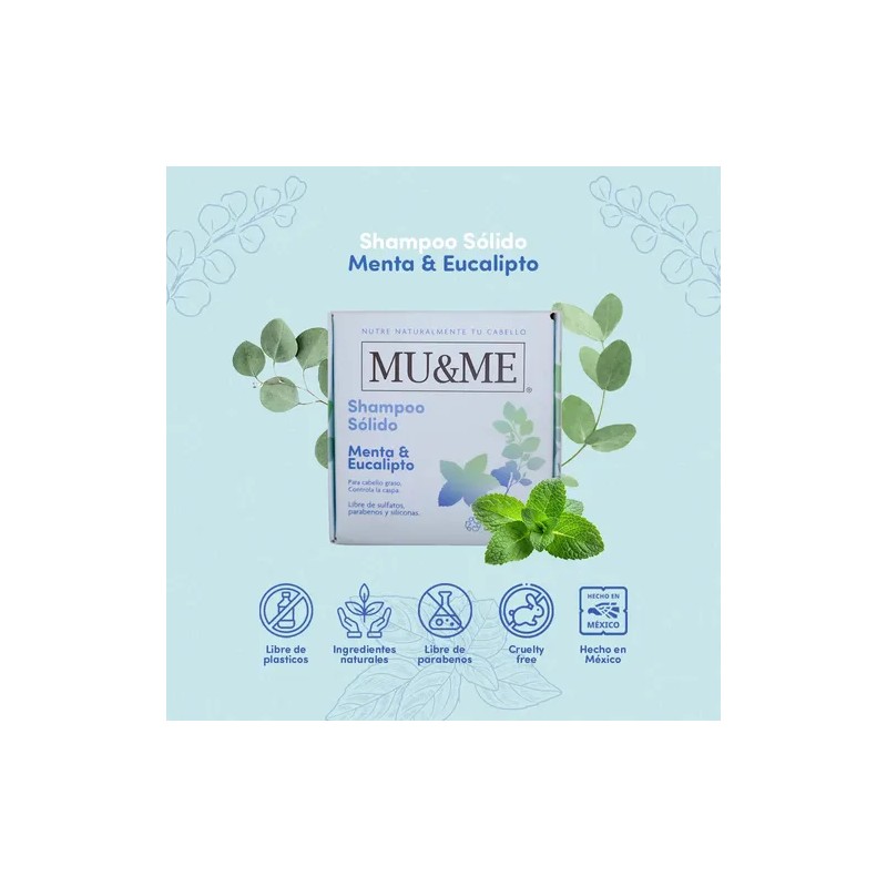 Shampoo Solido Mu&me Menta & Eucalipto Control Caspa 60gr