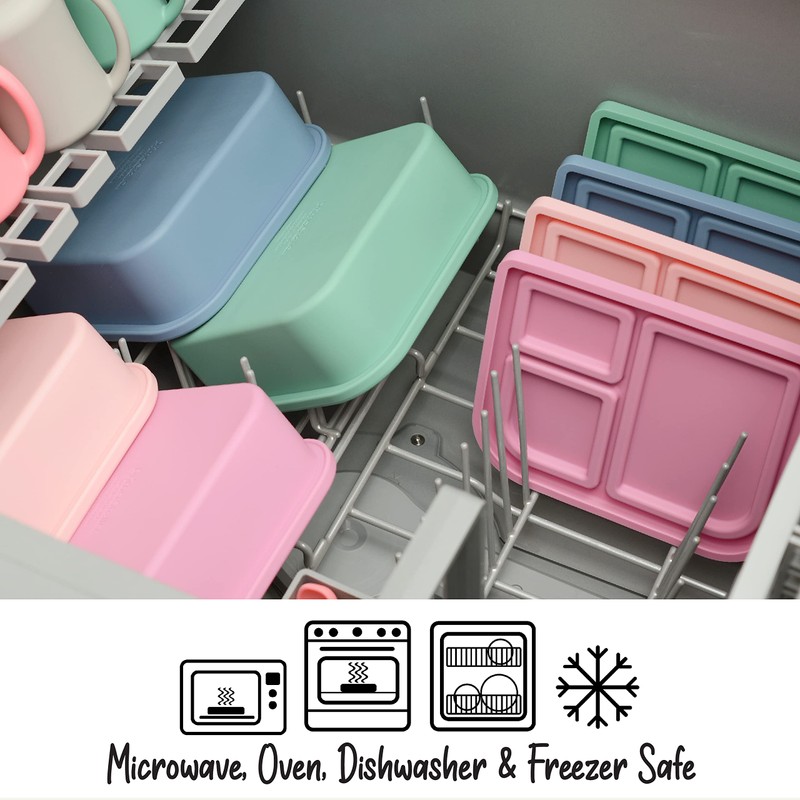 PrimaStella Unbreakable Silicone Lunch Box for Kids and Adults -