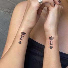 Tattoo Tech, 2 Sheets Small Semi Permanent Tattoo, Lasts 7-15 Days Temporary Tattoos(Queen & King), Waterproof and Non-Reflective, Exquisite Packaging