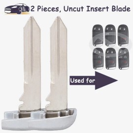 KEYECU 2 Smart Remote Uncut Insert Emergency Key Blade for Dodge for Chrysler for Jeep