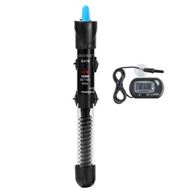 AQUANEAT Aquarium Heater, 100W Fish Tank Heater, Adjustable Submersible Water Thermostat with Digital Thermometer
