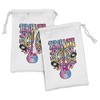 Ambesonne Groovy Fabric Pouch Set of 2, Peace Love Music