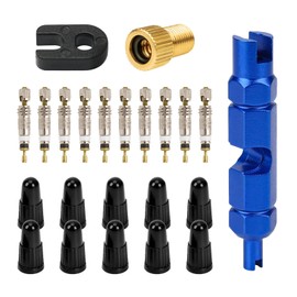 BWBWND 23 PCS Presta Valve Core Repair Kit, Tubeless Valve Cores with Caps Remover Adapter, Presta Valve Core Replacement Kit for Tubeless Road MTB Bike Tires, Car Accessories