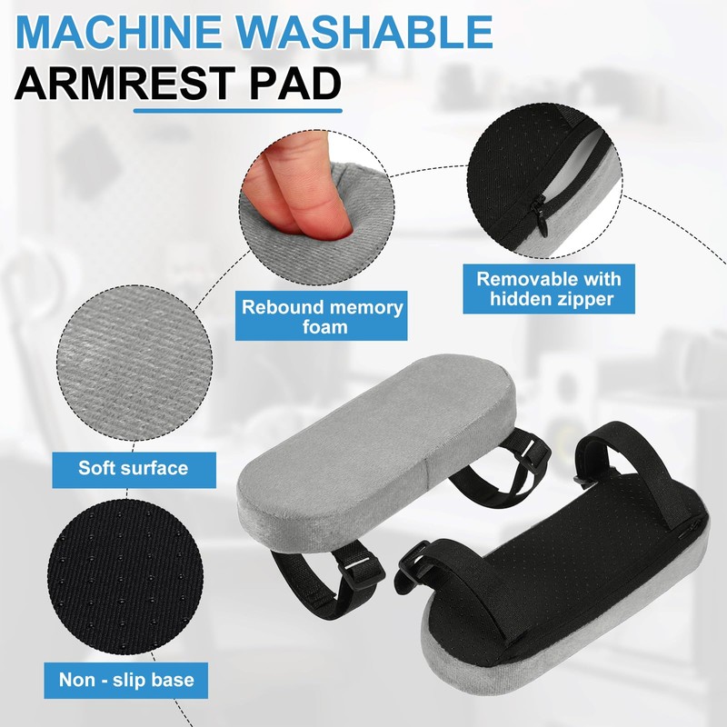 sourcing map 2Pcs Office Chair Arm Pads, Memory Foam Armrest